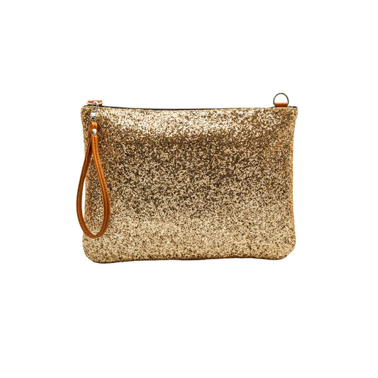 Pochette Borsetta a tracolla in pelle e tessuto glitter