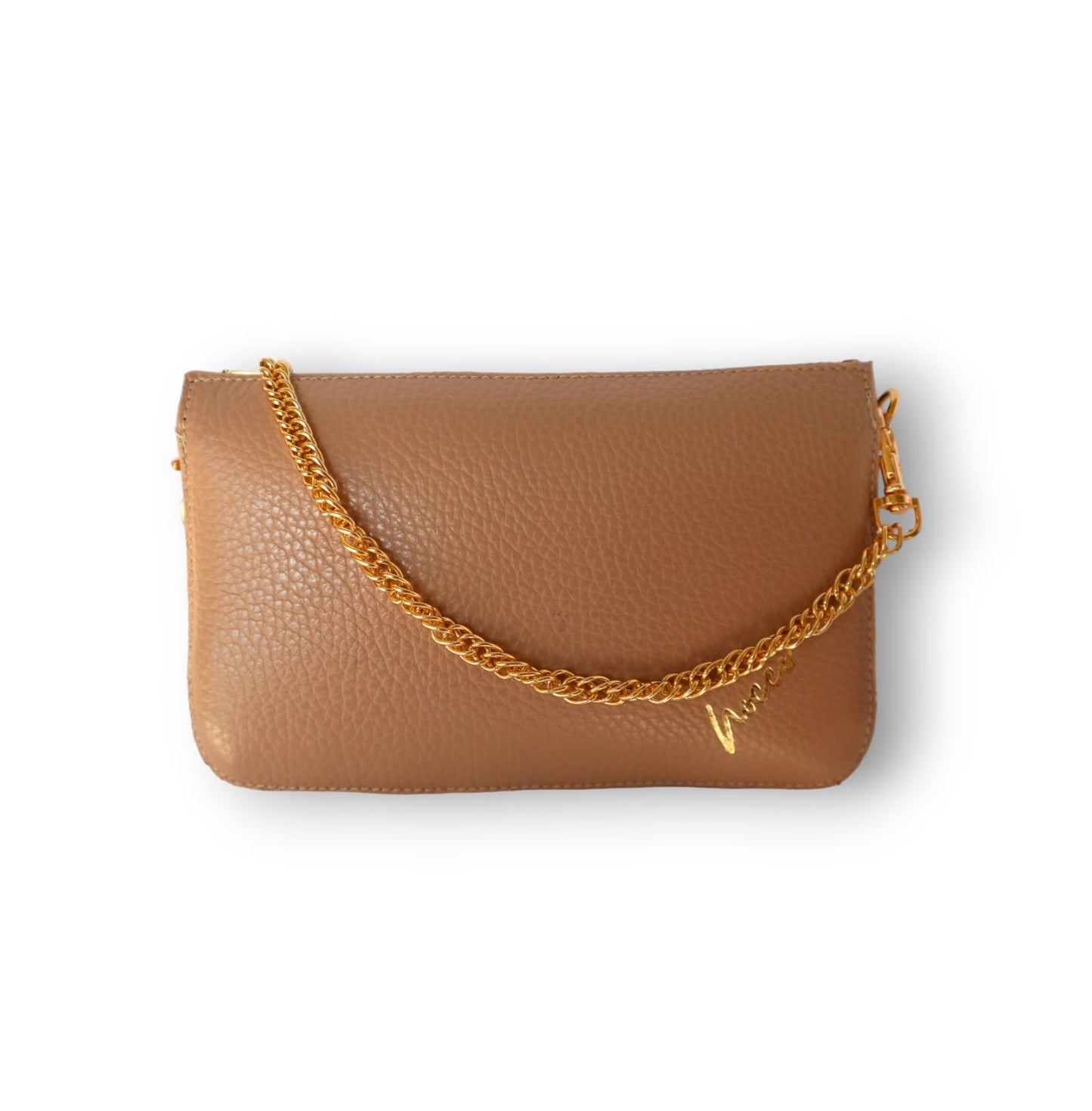 CAMILLA - pochette donna con catena in pelle martellata